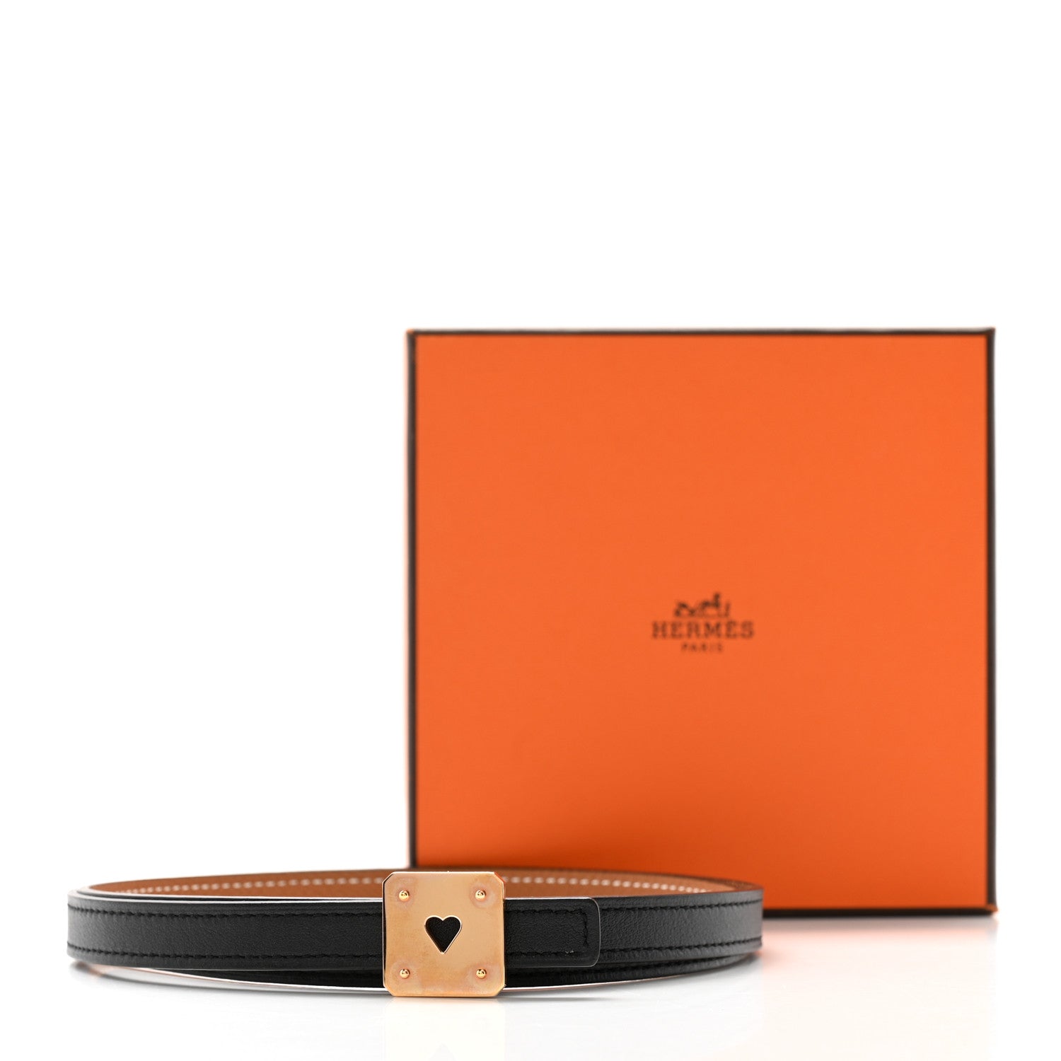 Hermes Swift Epsom 13mm As De Coeur Belt 70 28 Black Gold 6 of 6