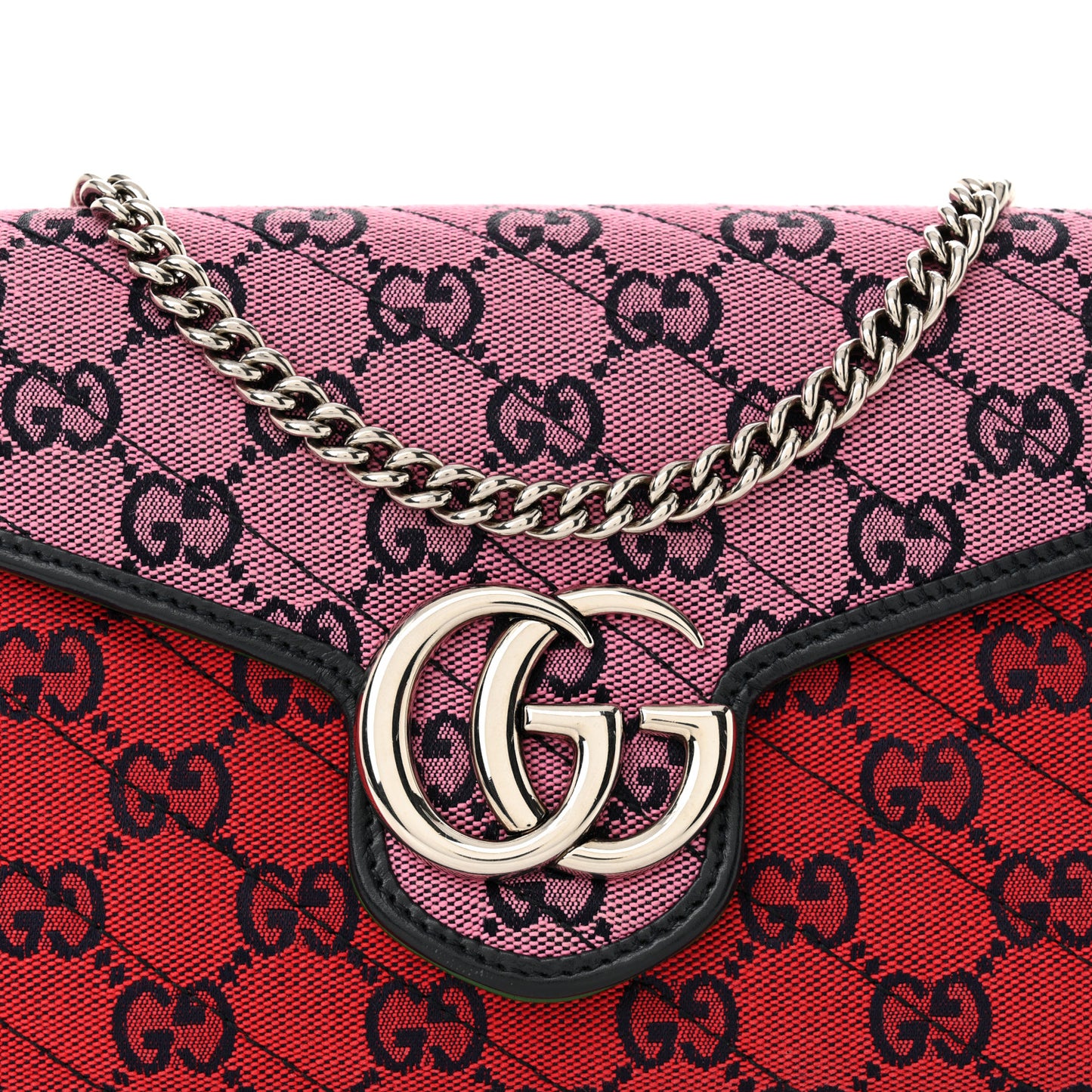 Monogram Multicolor Matelasse Diagonal GG Marmont Chain Wallet Red Blue Pink Green