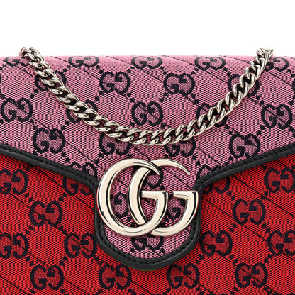 Gucci Monogram Multicolor Matelasse Diagonal GG Marmont Chain Wallet Red Blue Pink Green 8 of 10