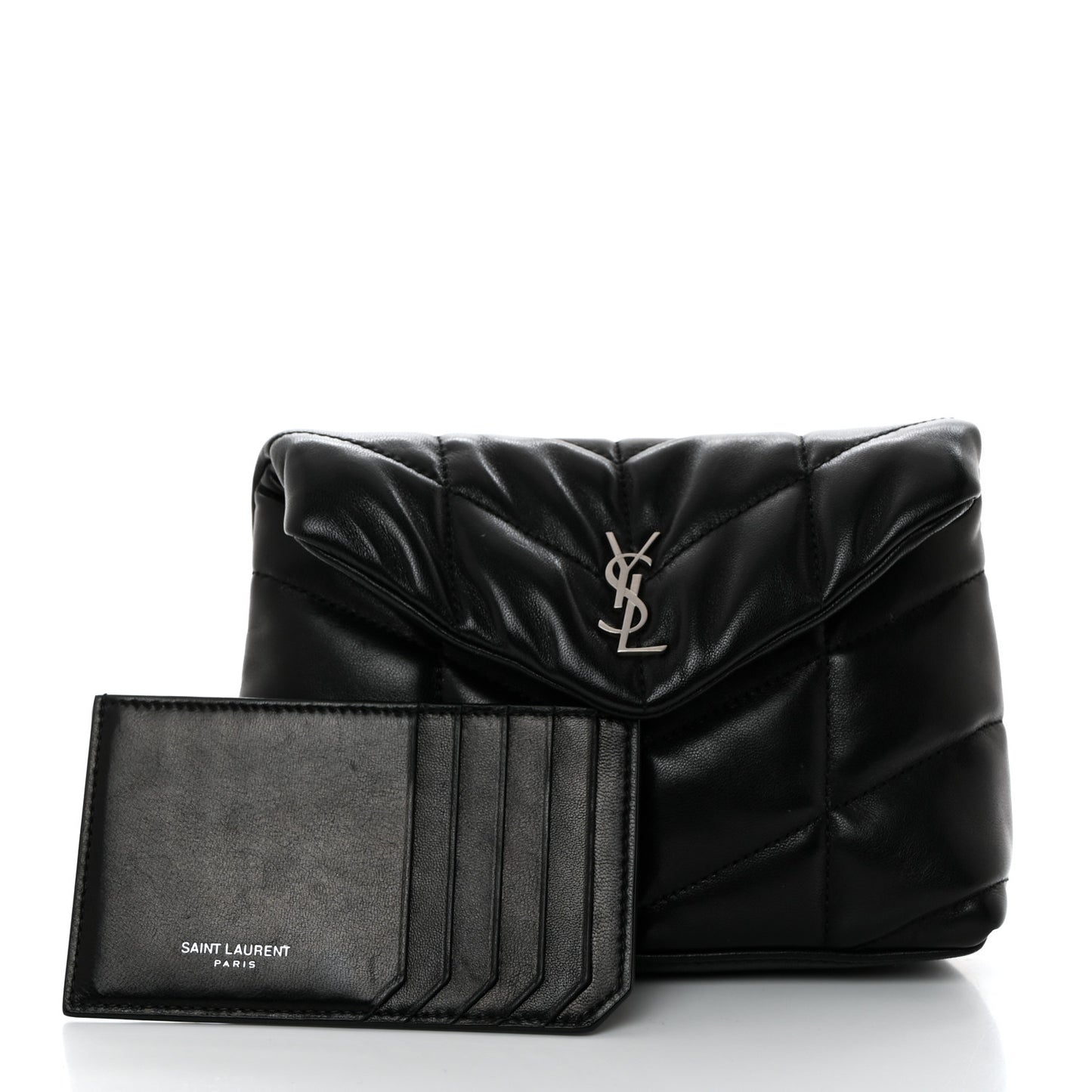Lambskin Monogram Loulou Puffer Pouch Clutch Black