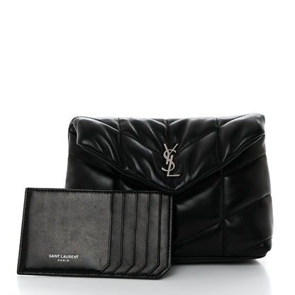 Saint Laurent Lambskin Monogram Loulou Puffer Pouch Clutch Black 3 of 8