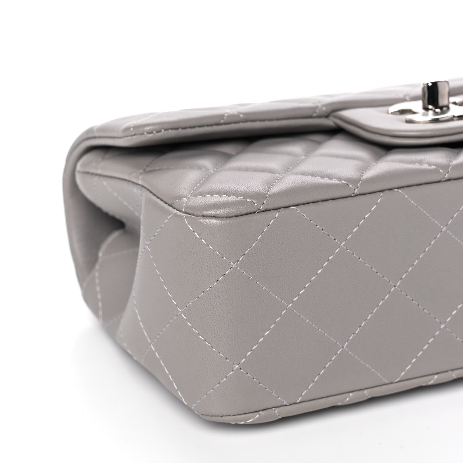 Chanel Lambskin Quilted Mini Rectangular Flap Grey 8 of 10
