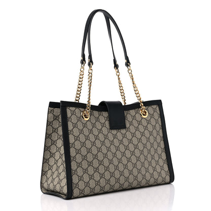 Gucci GG Supreme Monogram Medium Padlock Tote Black 3 of 12