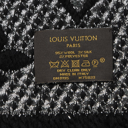 Louis Vuitton Wool Silk Logomania Shine Scarf Black 4 of 4