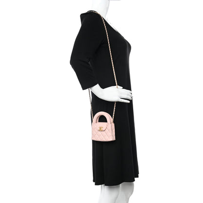 Chanel Shiny Aged Calfskin Quilted Mini Nano Kelly Shopper Light Pink 2 of 8