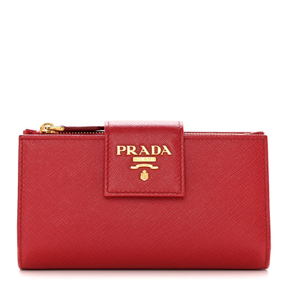 Prada Saffiano Metal Medium Wallet Rosso 1 of 13