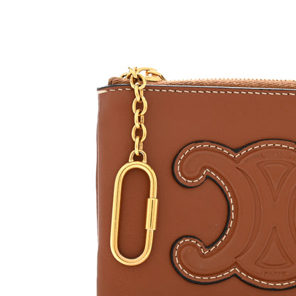 Celine Smooth Calfskin Cuir Triomphe Coin and Card Pouch With Hook Tan 10 of 11