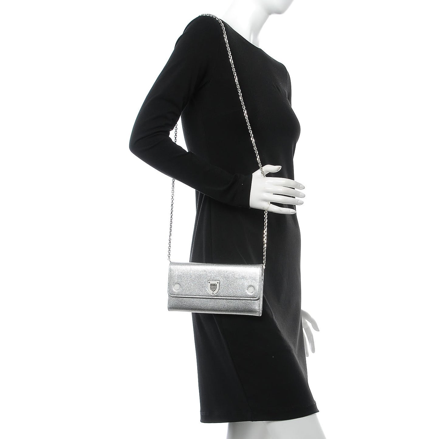 Goatskin Diorever Wallet On Chain Argent