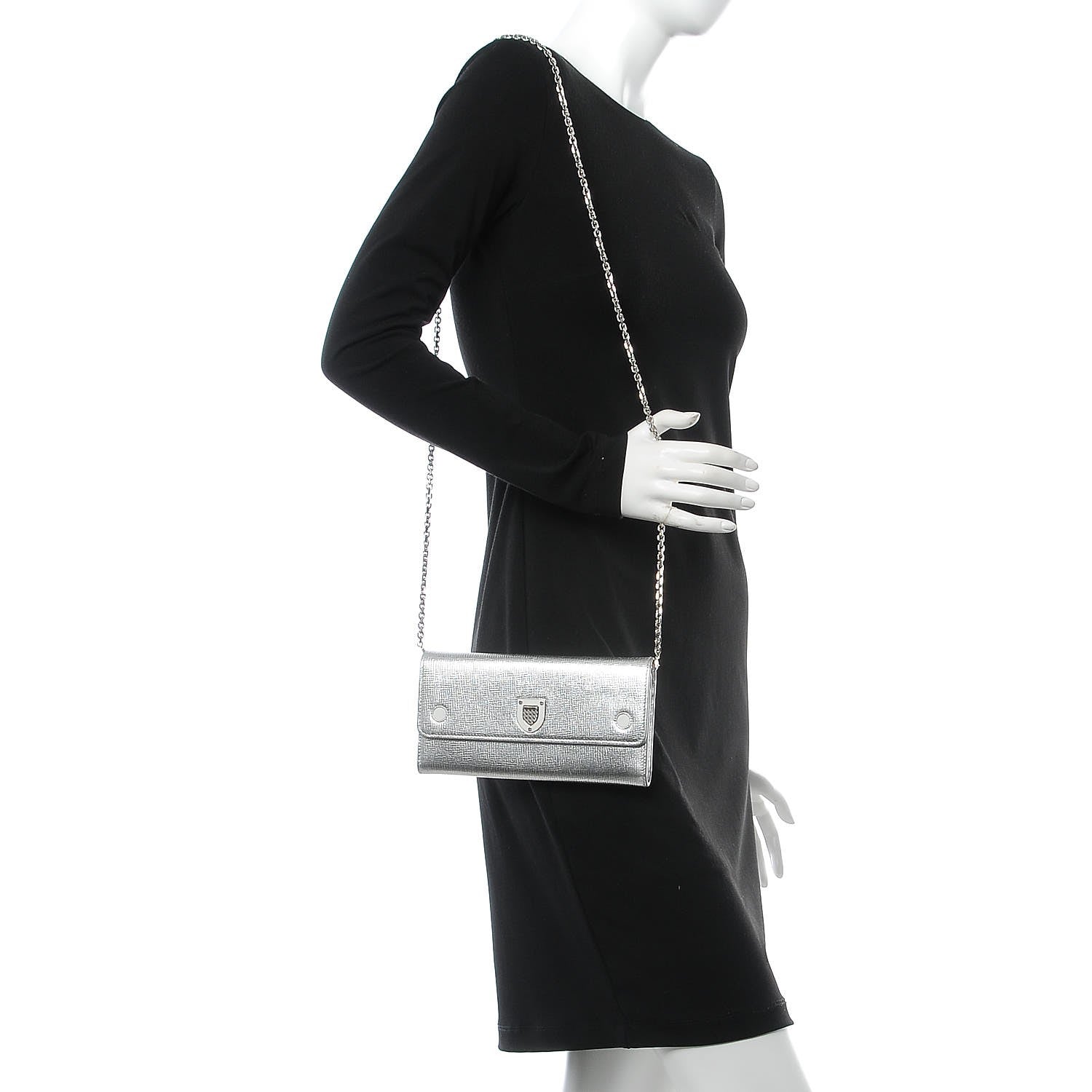 Christian Dior Goatskin Diorever Wallet On Chain Argent 2 of 9