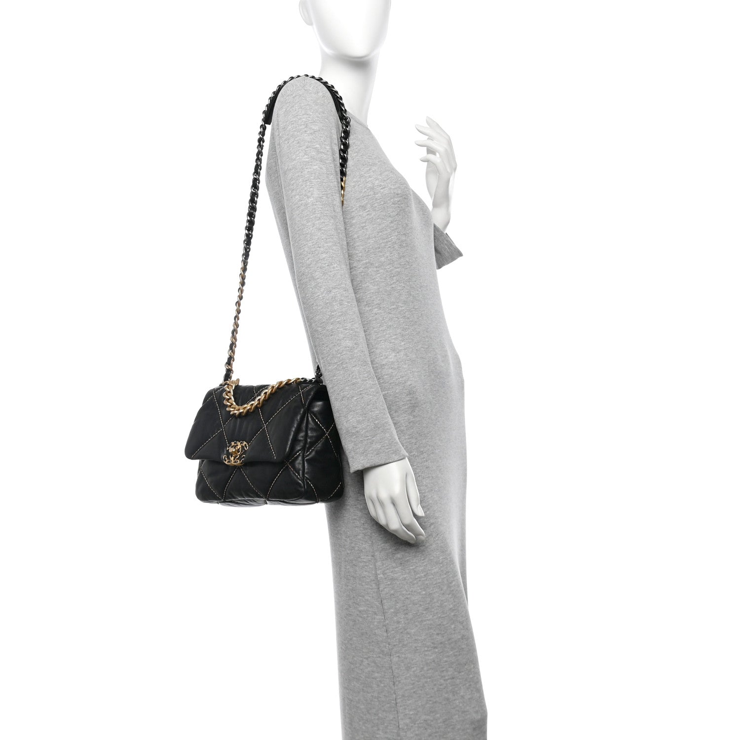 Chanel Lambskin Chain Quilted Medium Chanel 19 Flap Black 2 of 10