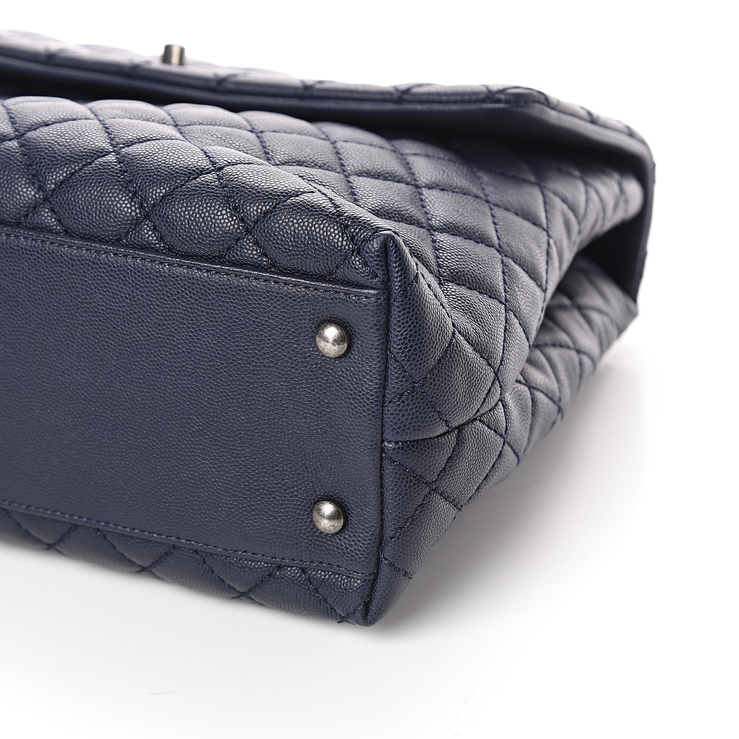 Caviar Quilted Large Coco Handle Flap Blue