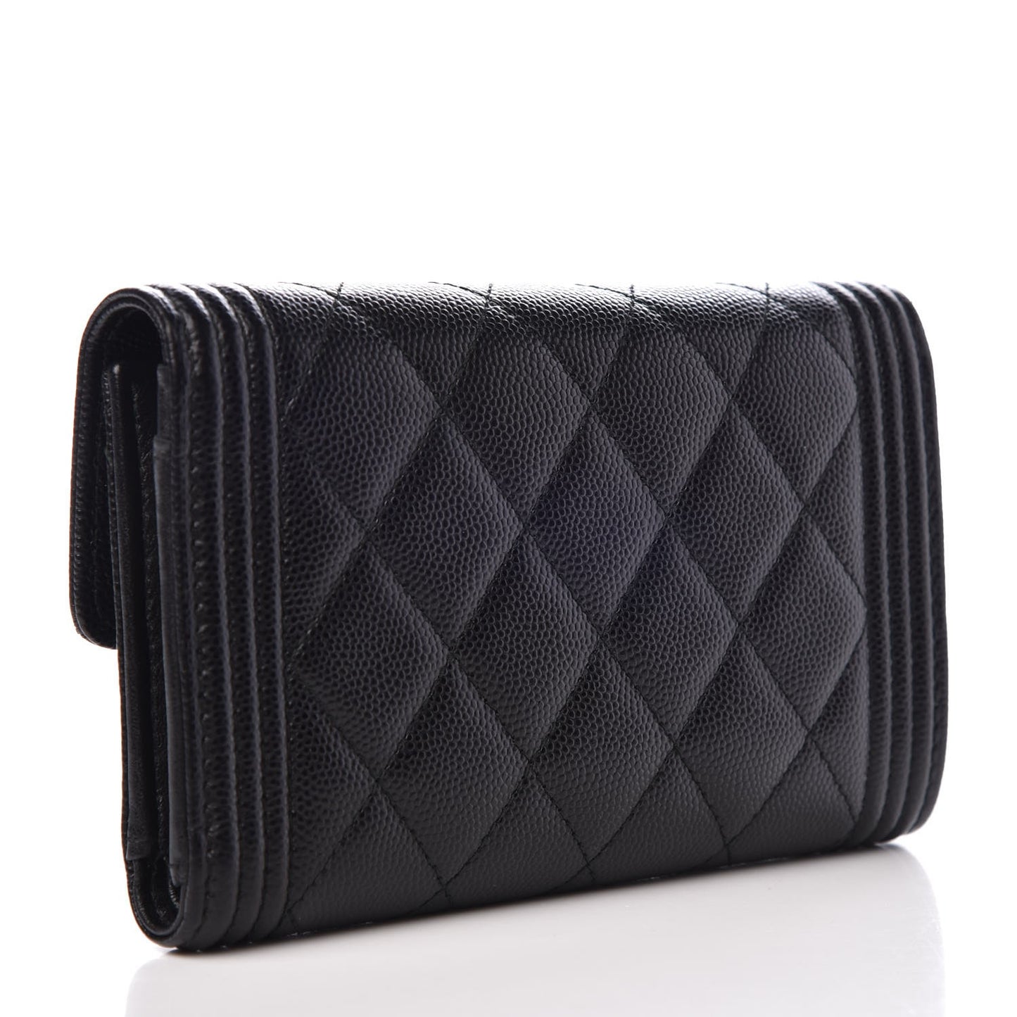 Caviar Quilted Medium Boy Flap Wallet Black
