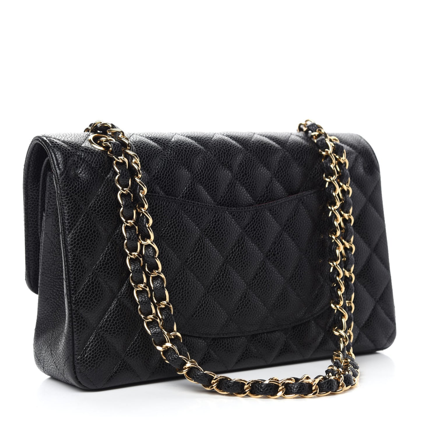 Caviar Quilted Medium Double Flap Black