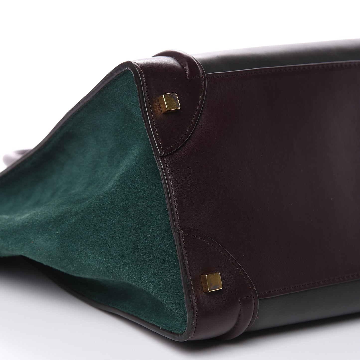 Satin Calfskin Suede Mini Tri-Color Luggage Burgundy