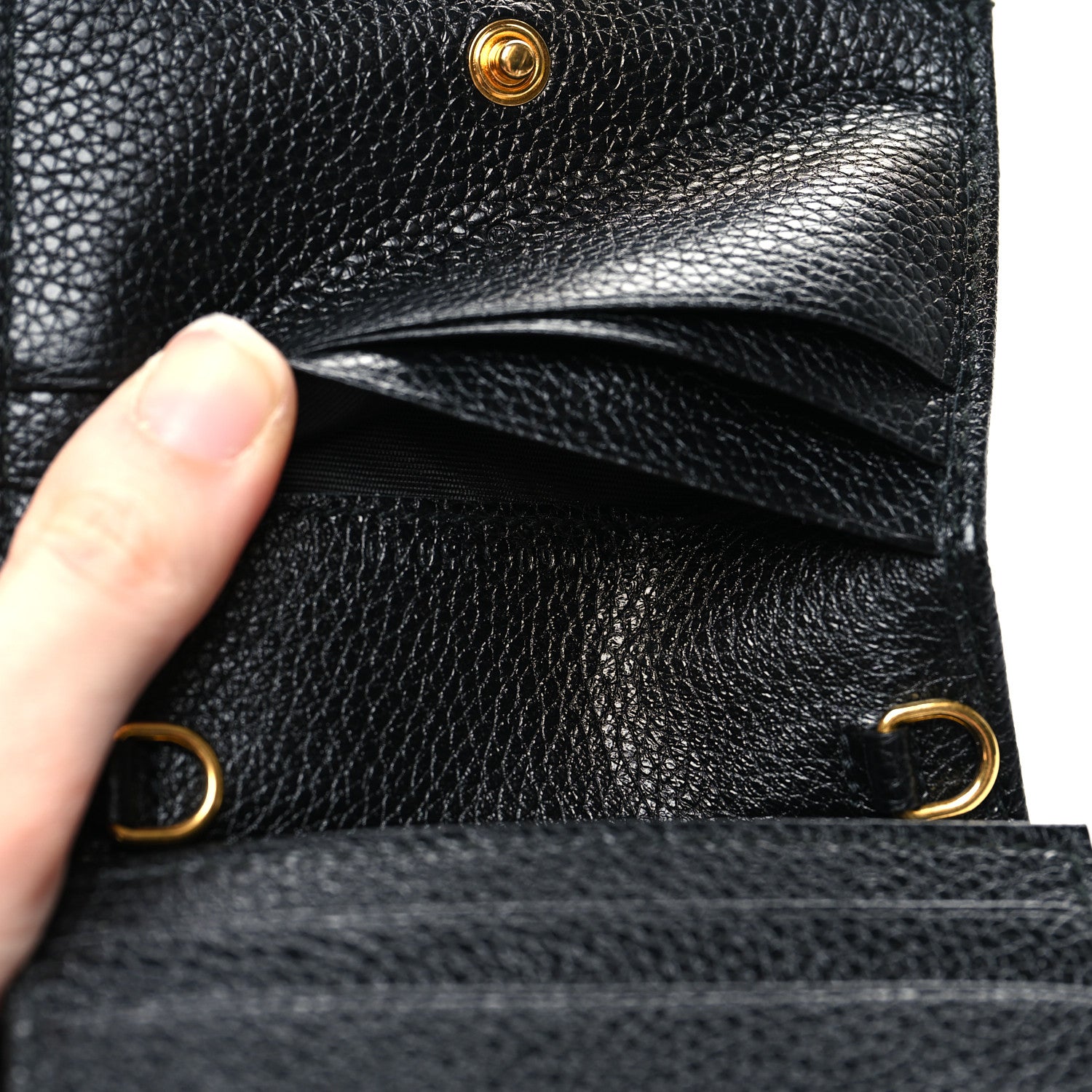 Gucci Grainy Calfskin Zumi Chain Card Case Wallet Black 8 of 10
