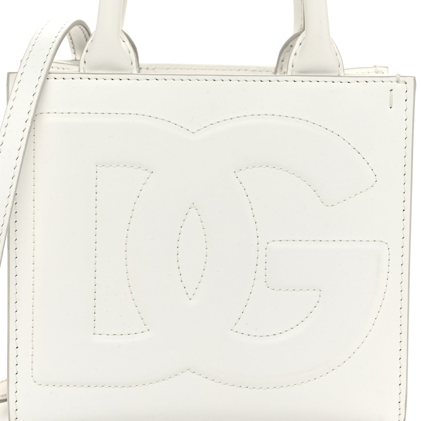 Calfskin Small DG Daily Shopper Tote White