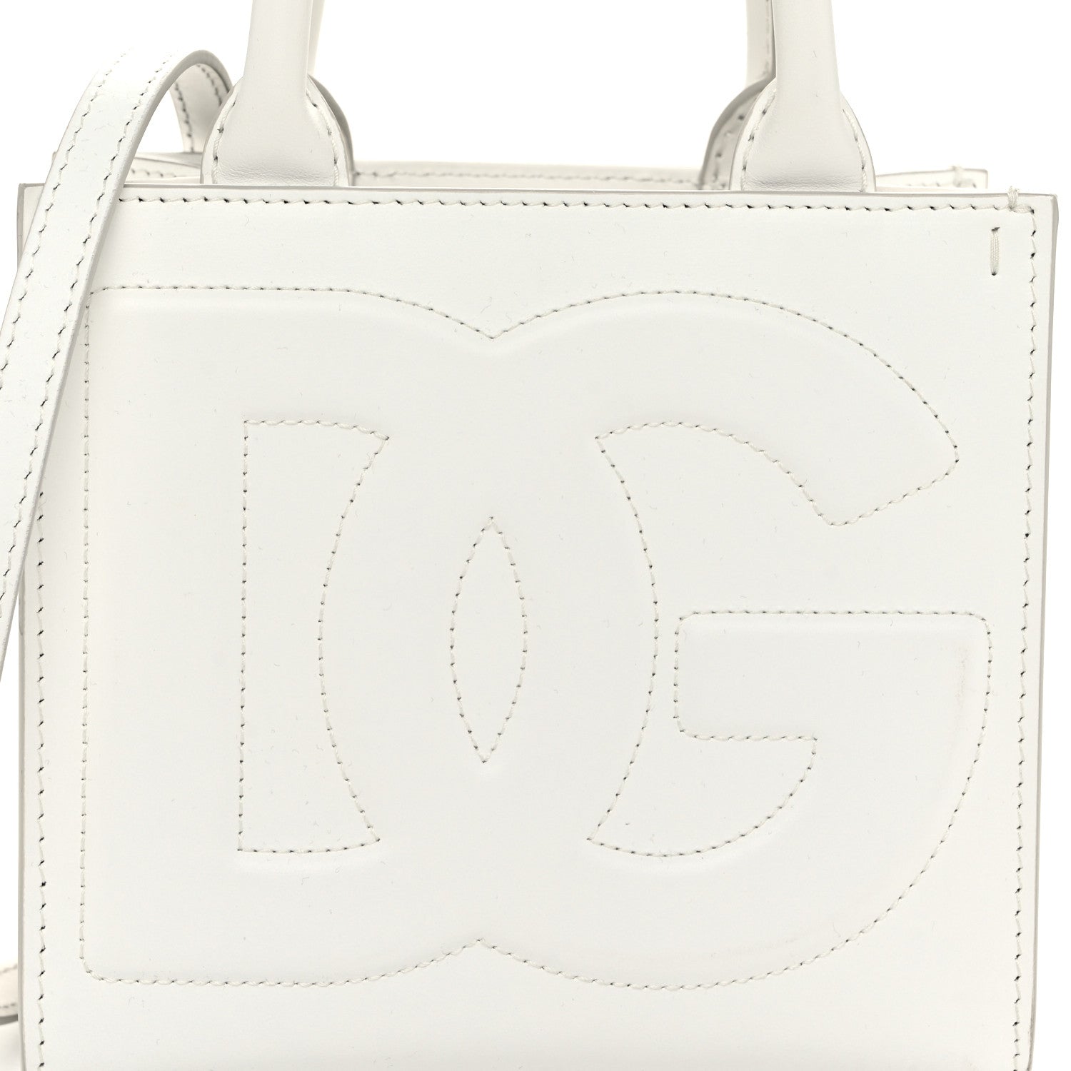 Dolce & Gabbana Calfskin Small DG Daily Shopper Tote White 7 of 9
