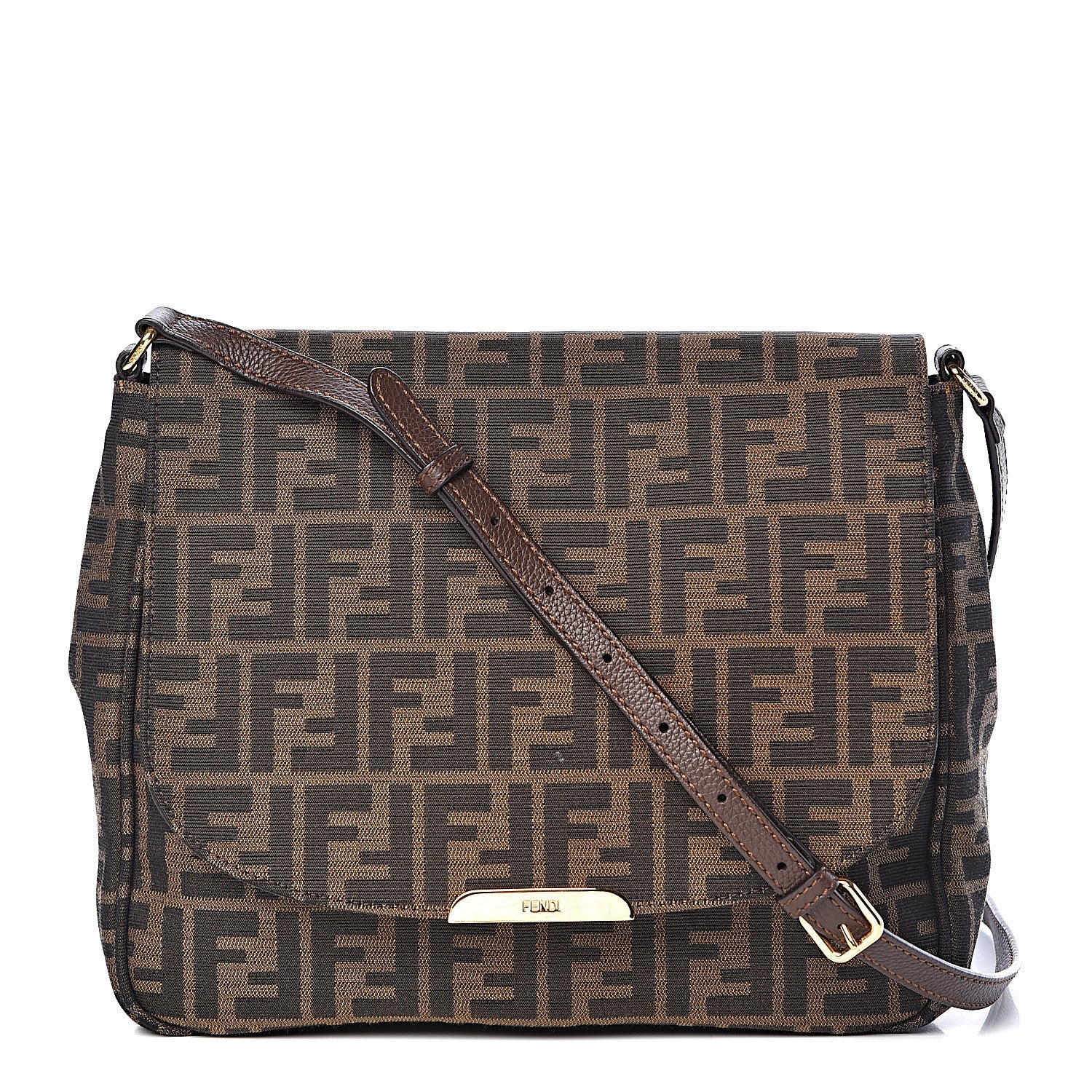 Fendi Zucca Vitello Artic Messenger Bag Tobacco Castagna 2 of 12