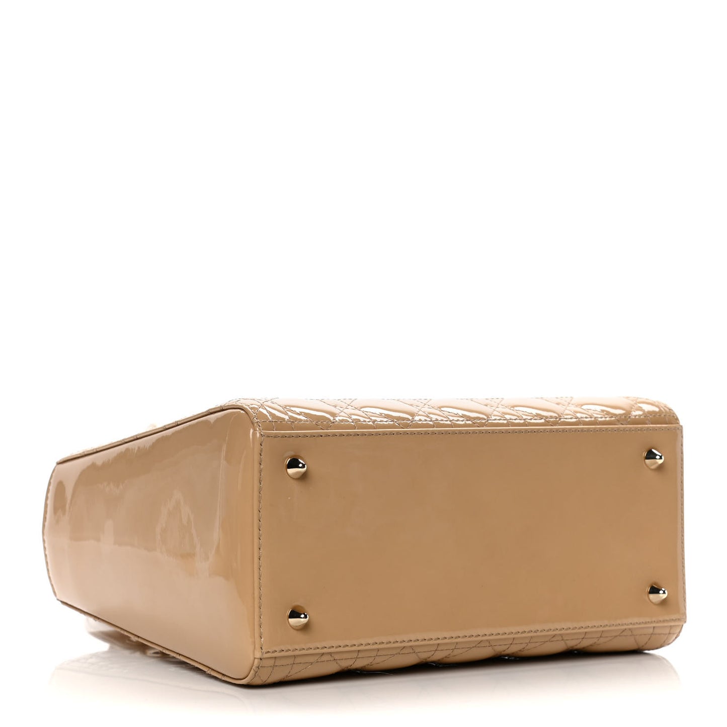 Patent Cannage Medium Lady Dior Beige