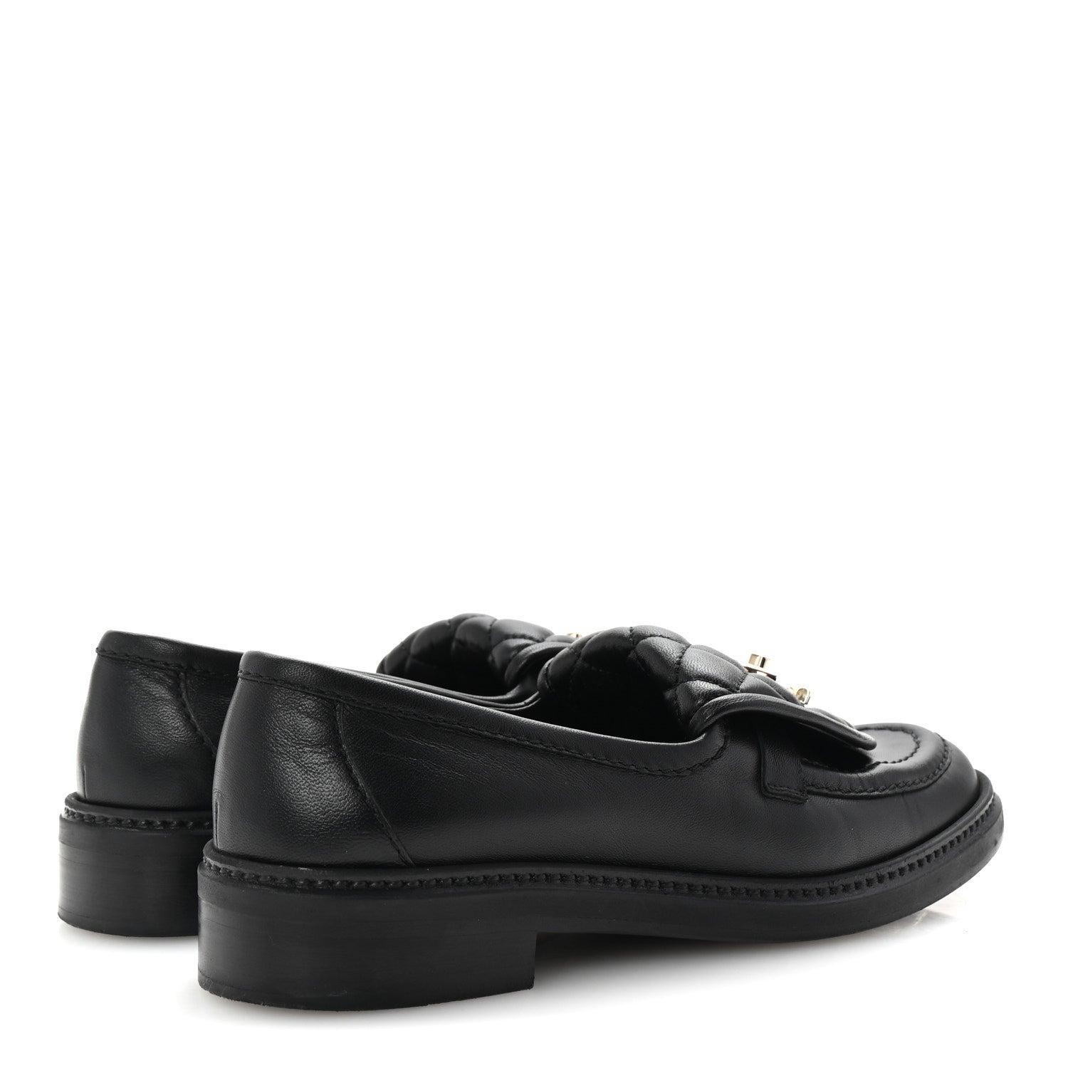 Chanel Lambskin Quilted CC Turnlock Loafers 37.5 Black 5 of 10