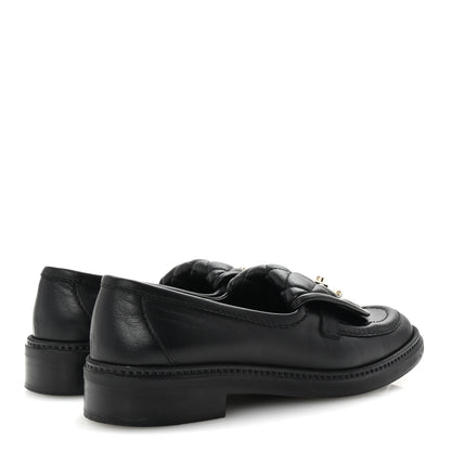 Chanel Lambskin Quilted CC Turnlock Loafers 37.5 Black 5 of 10