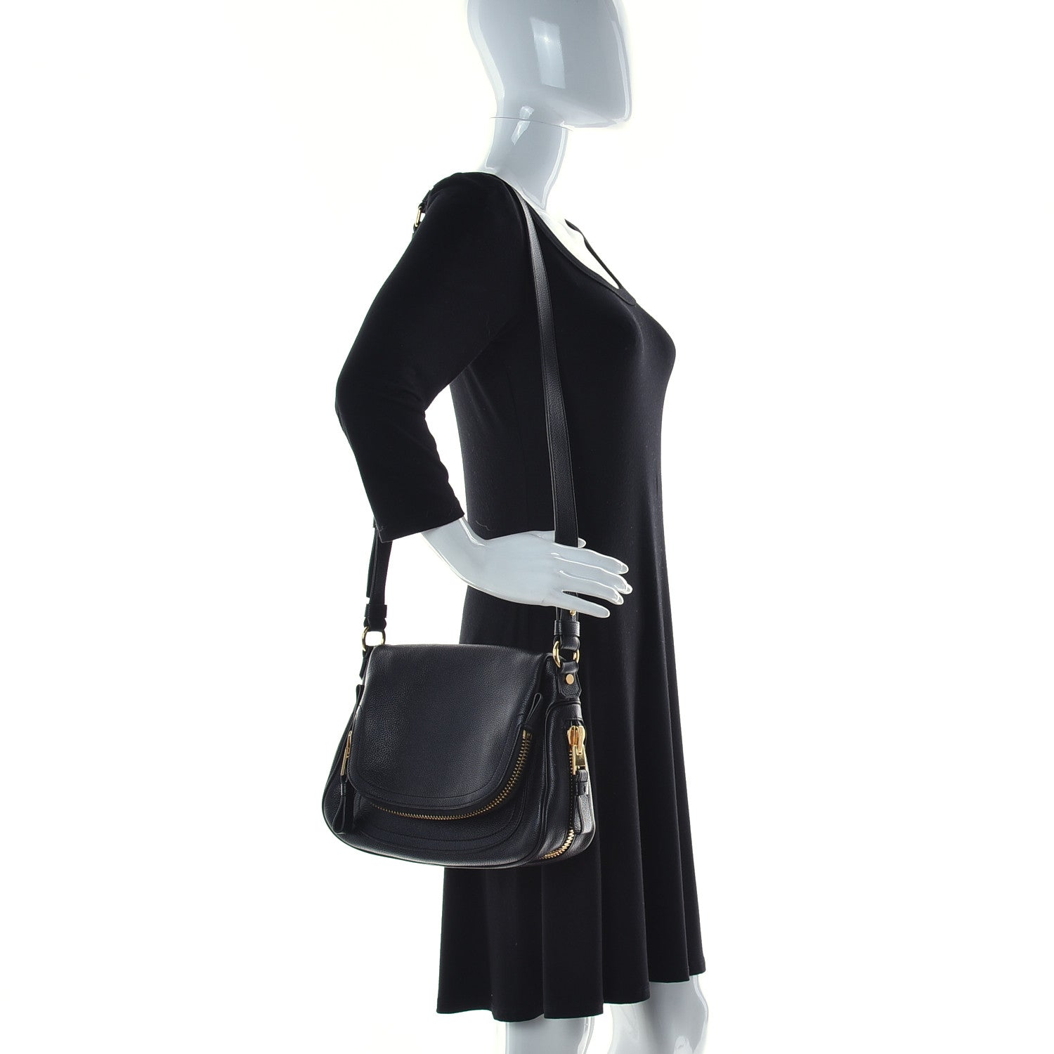 Tom Ford Grained Calfskin Medium Jennifer Crossbody Bag Black 2 of 17