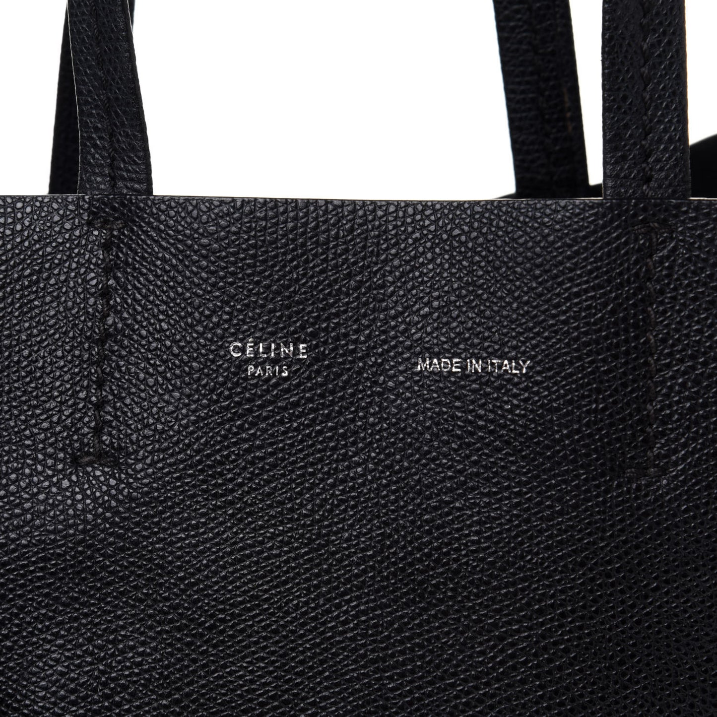 Grained Calfskin Small Vertical Cabas Black