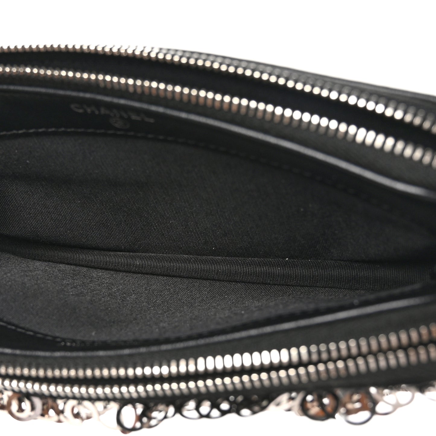 Sequin Lambskin Summer Night Clutch With Chain  Black Silver