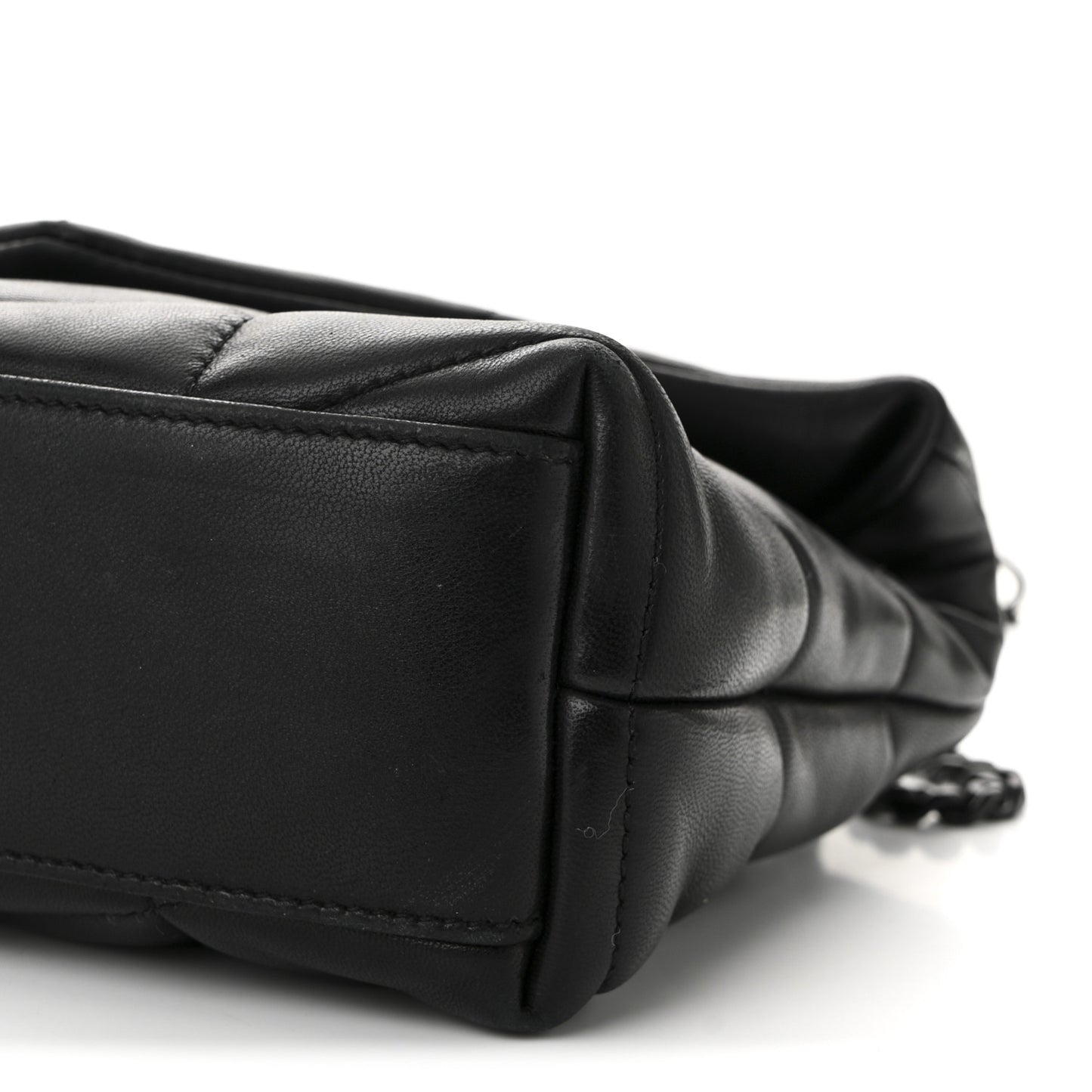 Lambskin Quilted Toy Loulou Puffer Monogram Monochrome Chain Satchel Black