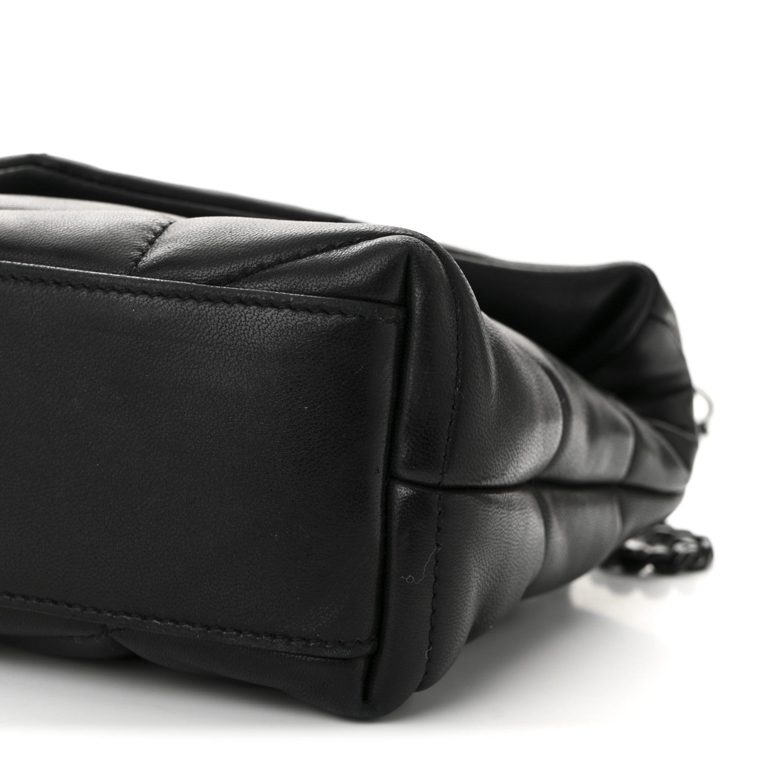 Saint Laurent Lambskin Quilted Toy Loulou Puffer Monogram Monochrome Chain Satchel Black 10 of 12
