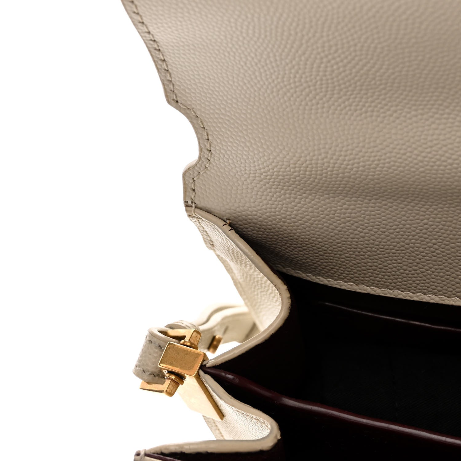 Saint Laurent Smooth Calfskin Medium Classic Monogram Cassandra Top Handle Crema Soft Rouge Legion 14 of 15