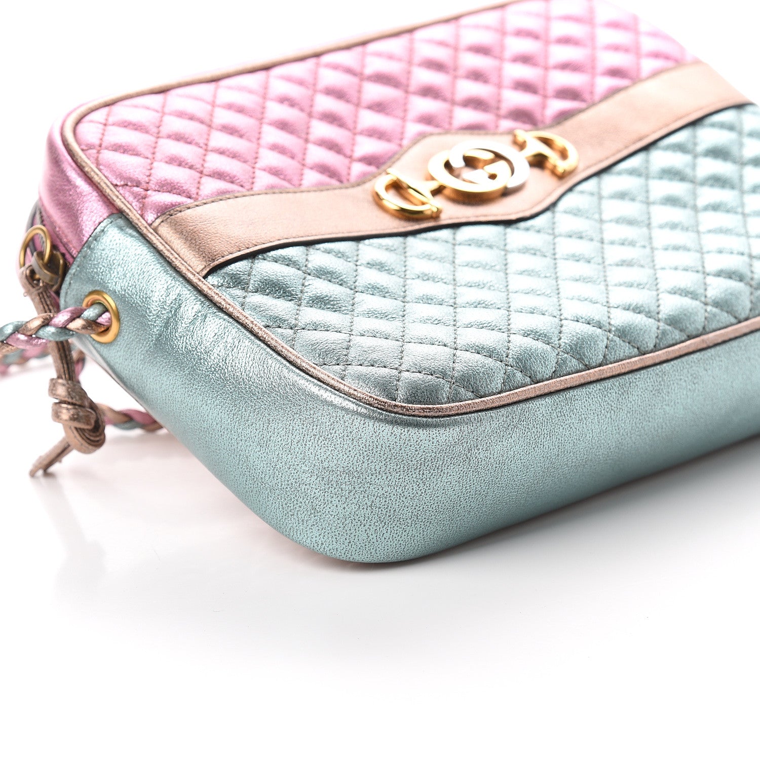 Gucci Laminated Nappa Trapuntata Small Zumi Shoulder Bag Rosa Lago Rame 7 of 8