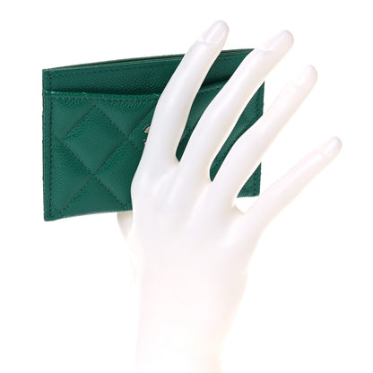 Chanel Metallic Caviar Quilted Card Holder Green 2 of 10