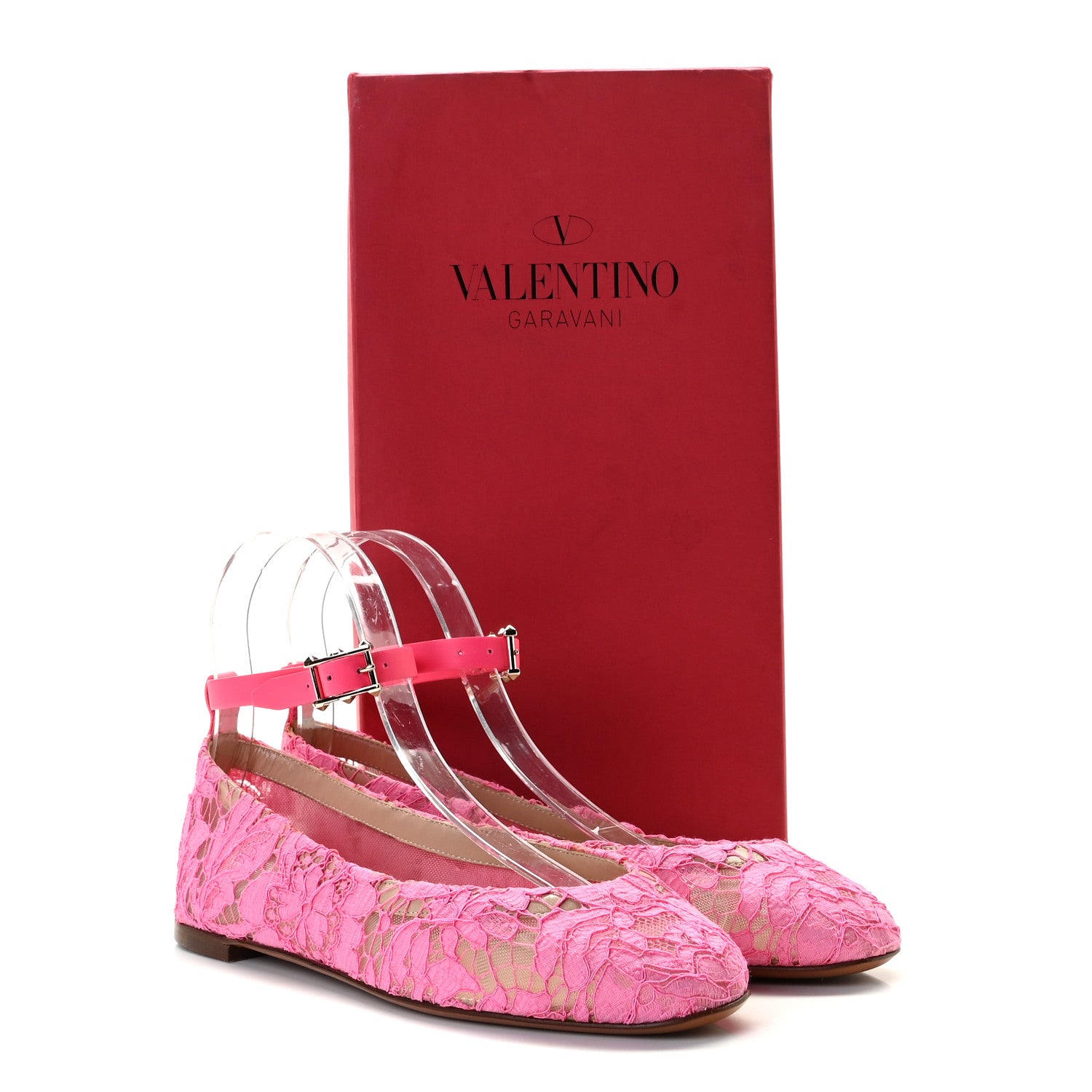Valentino Garavani Lace Ankle Strap Ballerina Flats 36.5 Framboise 9 of 9