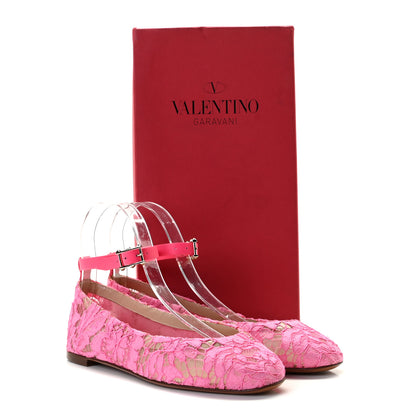 Valentino Garavani Lace Ankle Strap Ballerina Flats 36.5 Framboise 9 of 9