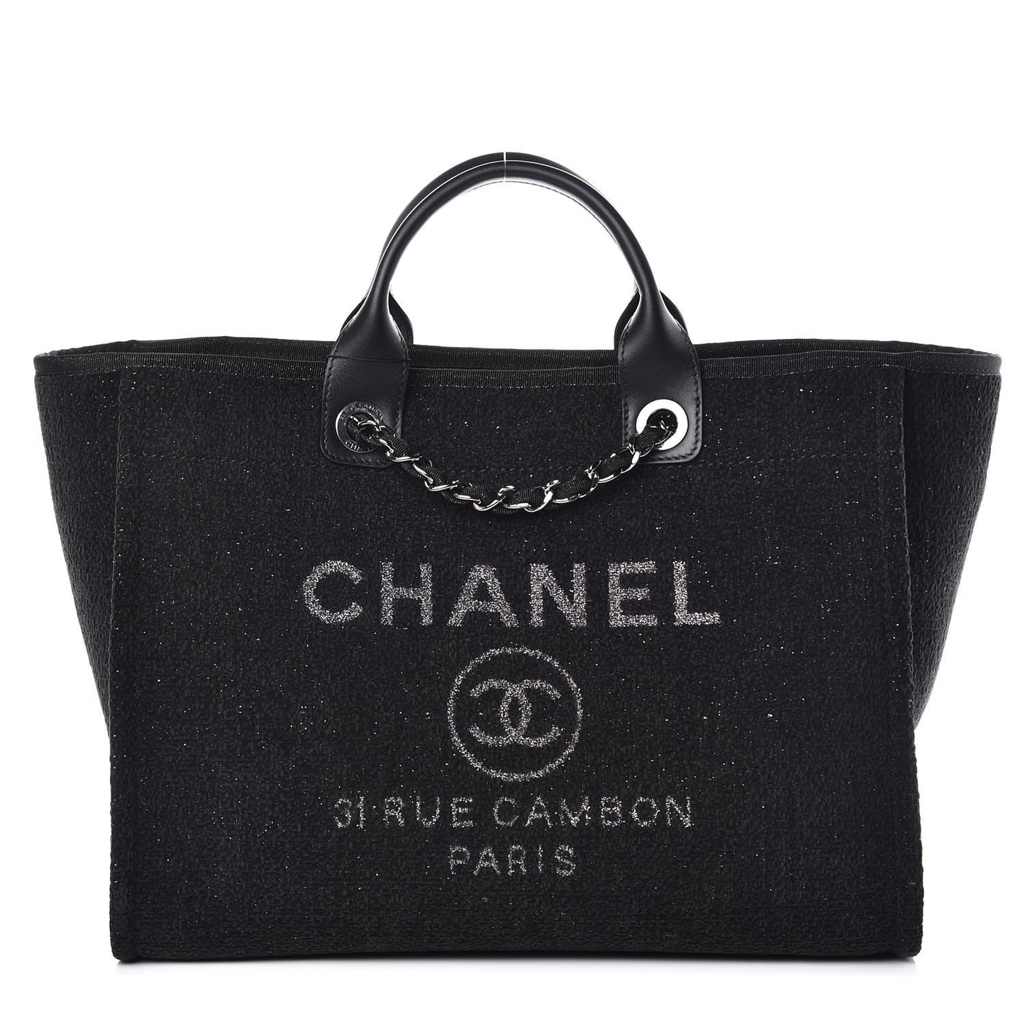 Lurex Boucle Medium Deauville Tote Black