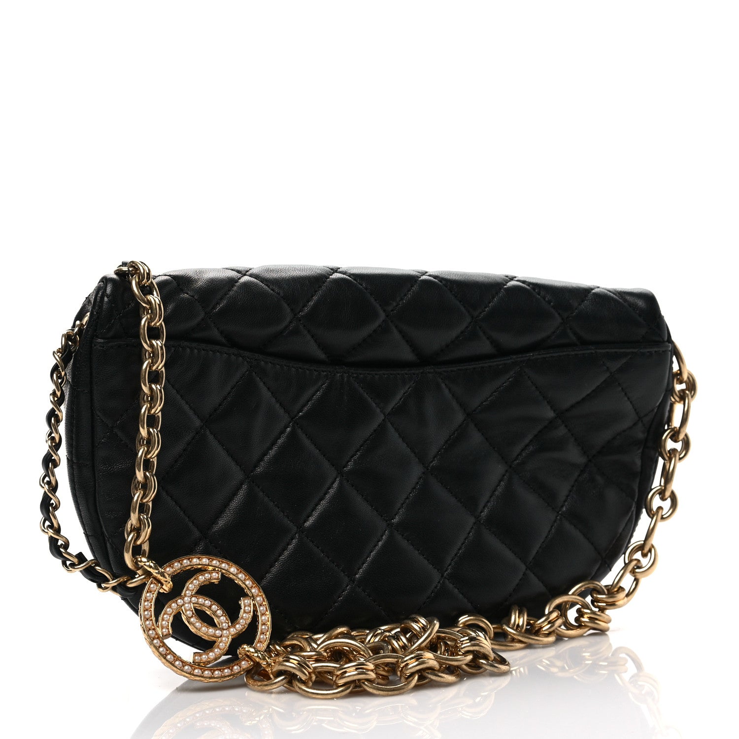 Chanel Lambskin Pearl Quilted CC Belt Bag Black 3 of 8
