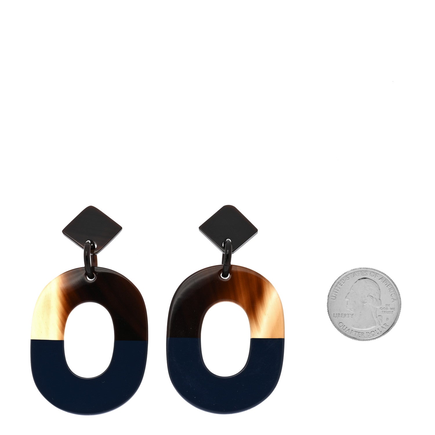 Hermes Buffalo Horn Lacquered Wood Isthme Earrings Bleu Profond 2 of 5