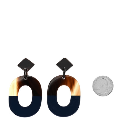 Hermes Buffalo Horn Lacquered Wood Isthme Earrings Bleu Profond 2 of 5