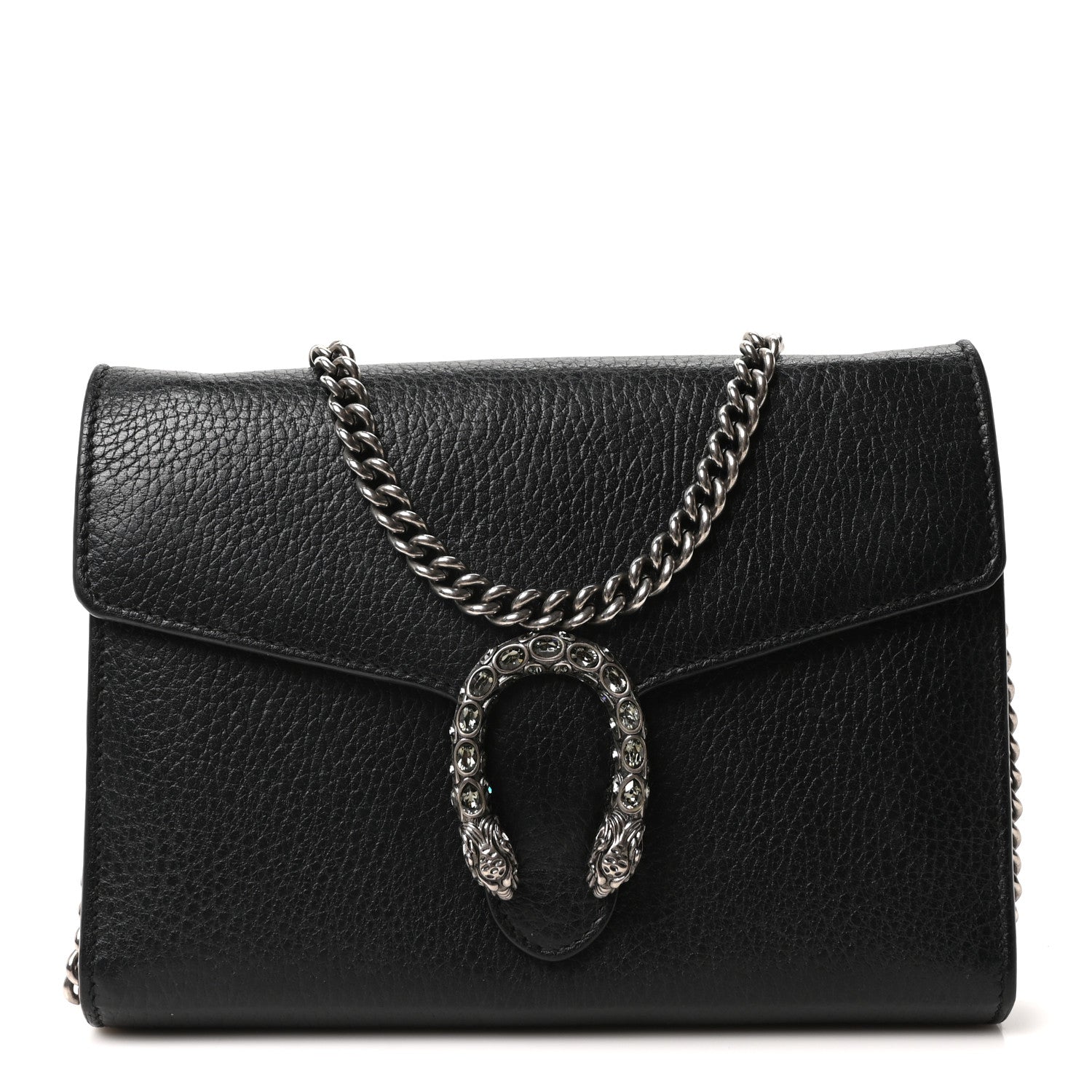 Gucci Calfskin Mini Dionysus Chain Wallet Black 1 of 9