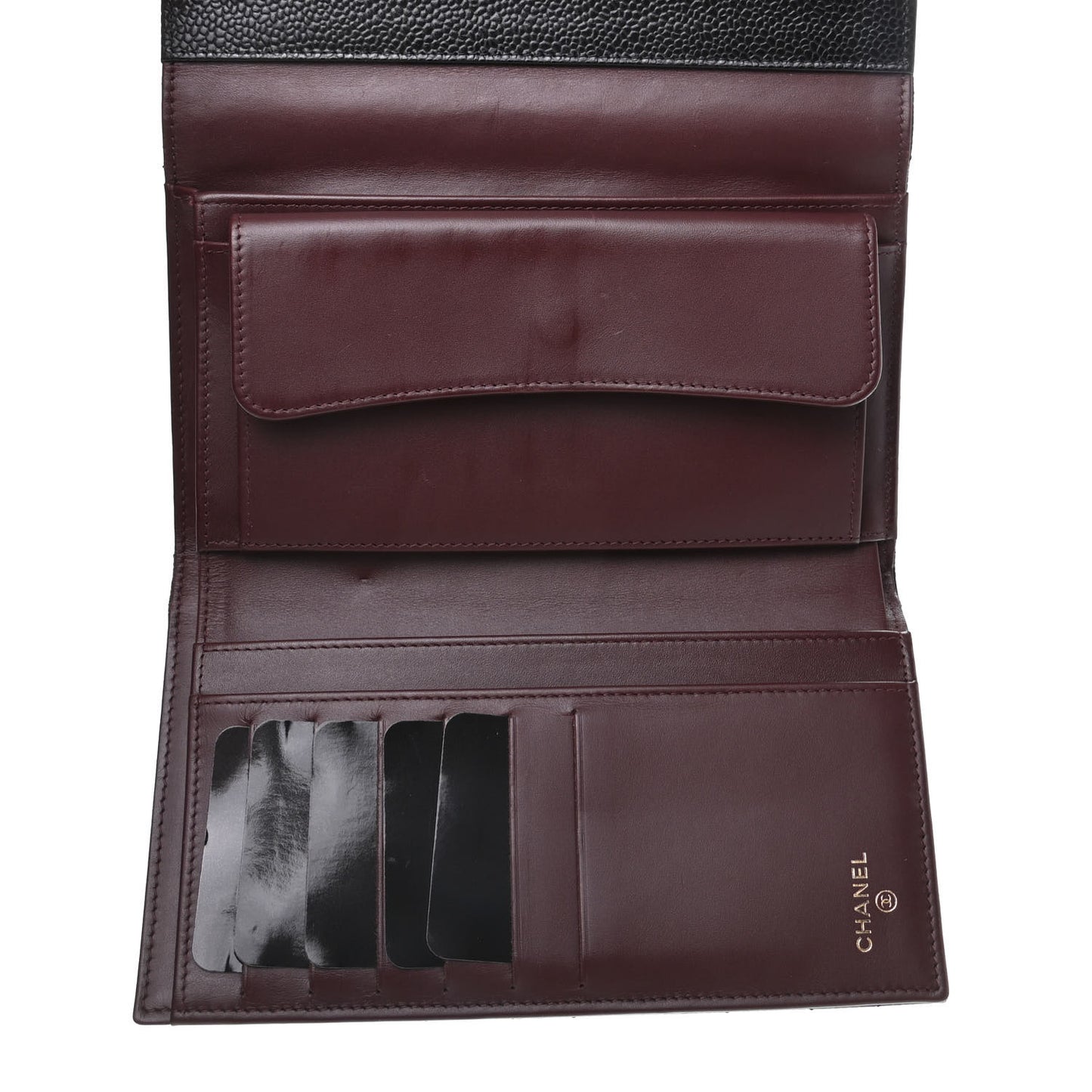 Caviar Quilted Large Flap Wallet Black