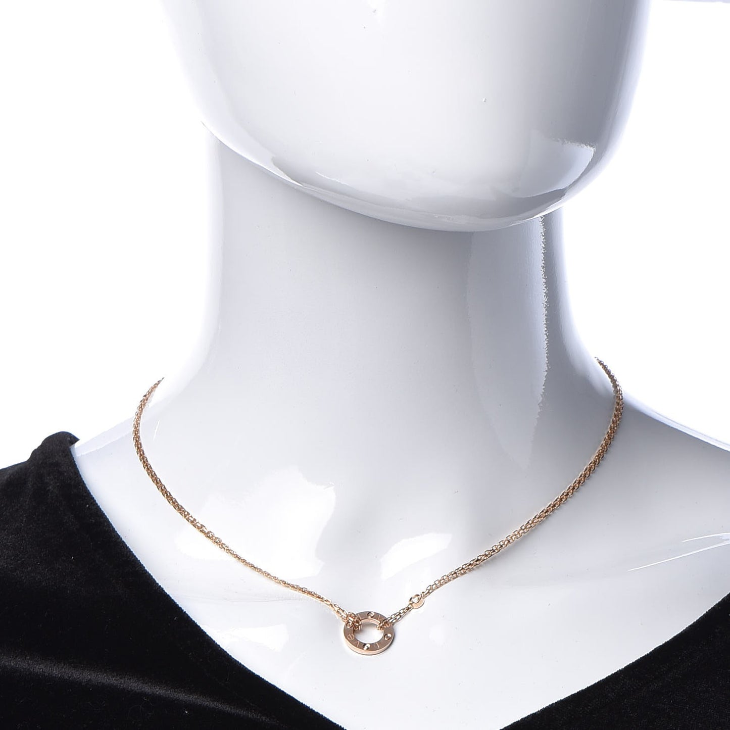 18K Pink Gold 2 Diamond LOVE Necklace