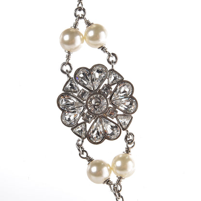 Chanel Pearl Crystal CC Short Necklace Silver 7 of 7