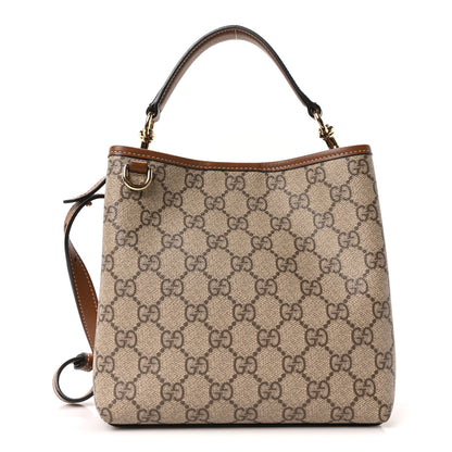 Gucci GG Supreme Monogram Emblem Small Shoulder Bag Beige Ebony Sundial 1 of 9