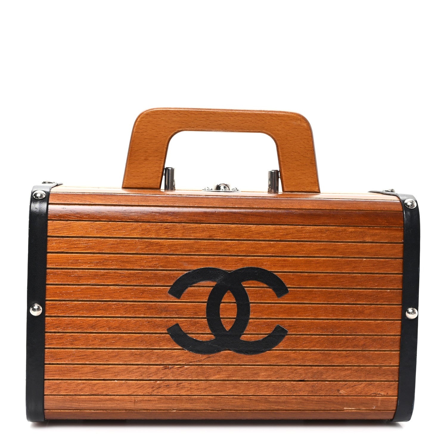 Chanel Wood Lambskin CC Vanity Case Brown Black 1 of 8