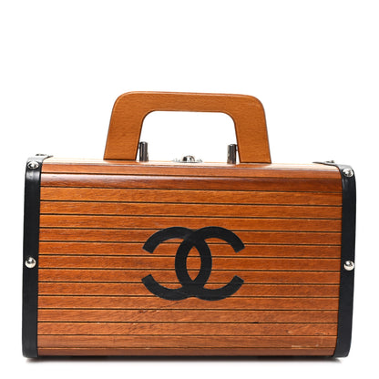Chanel Wood Lambskin CC Vanity Case Brown Black 1 of 8