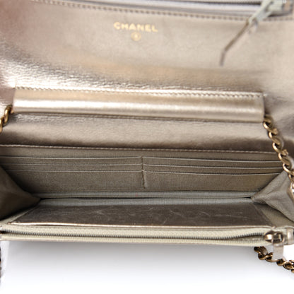 Chanel Metallic Calfskin Quilted Boy Wallet On Chain WOC Gold 4 of 15