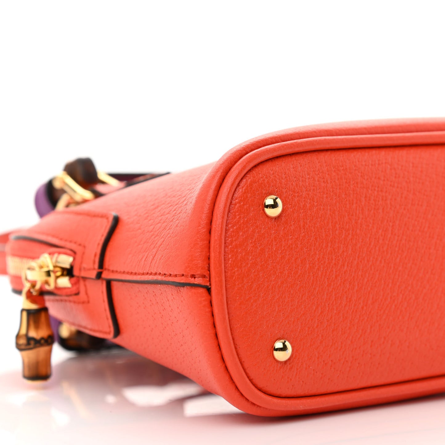 Textured Dollar Calfskin Mini Diana Dome Tote Bag Deep Orange Spicy Cyclamin