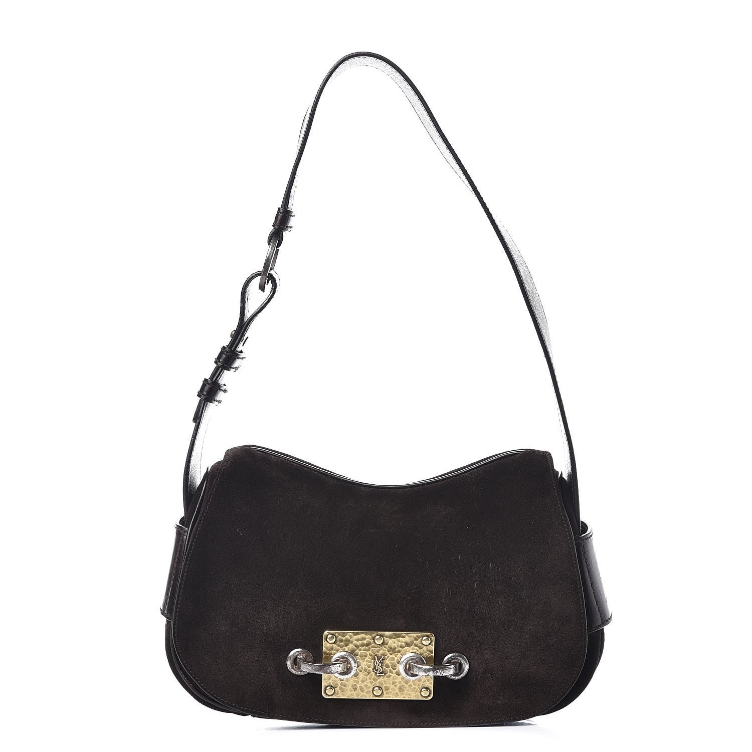 Saint Laurent Suede Rive Gauche Flap Brown 1 of 9
