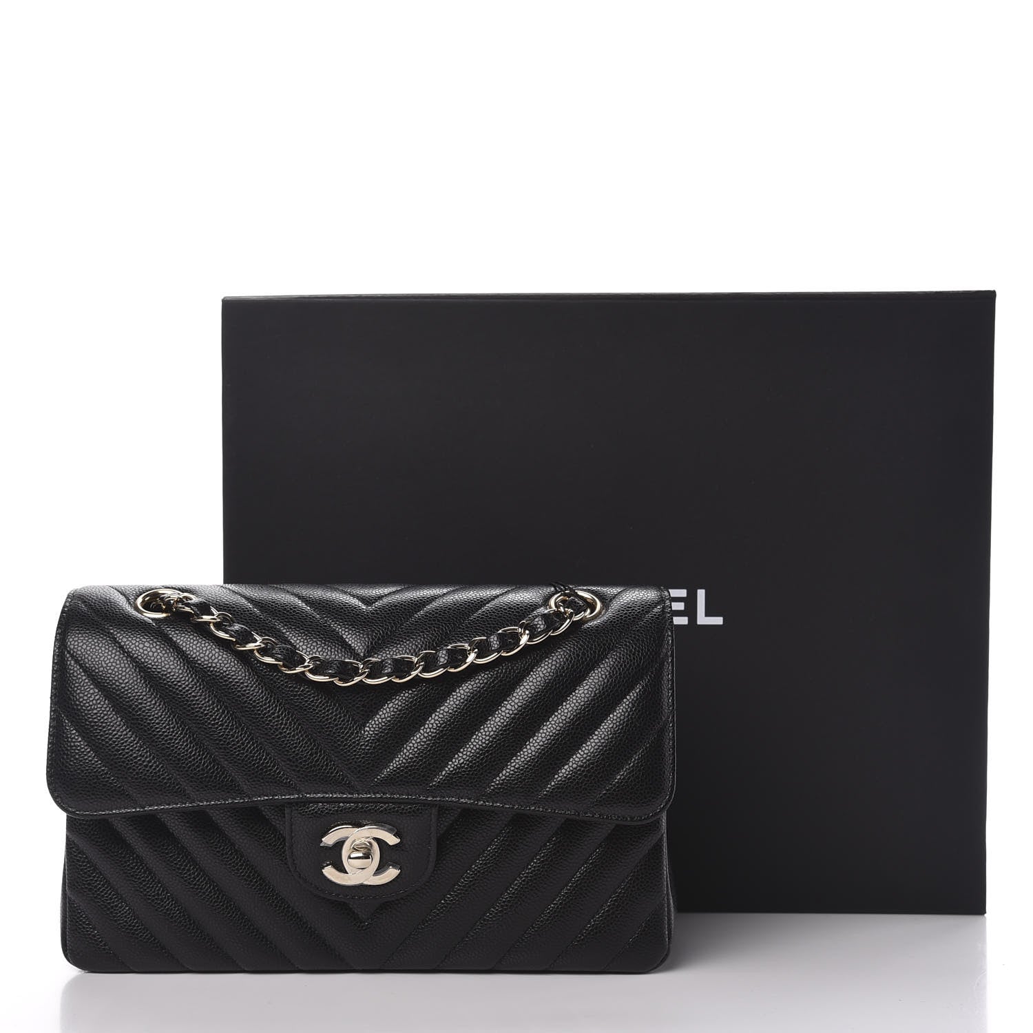 Chanel Caviar Chevron Quilted Small Double Flap Black 11 of 11